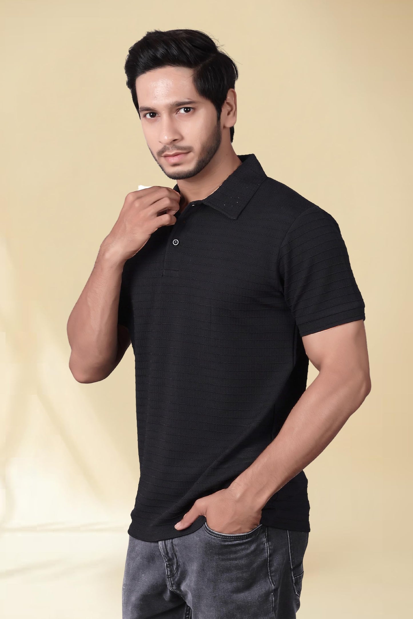 Men's Regular Fit Polo T-Shirt | Half Sleeve | Lightweight Polyester | Black
