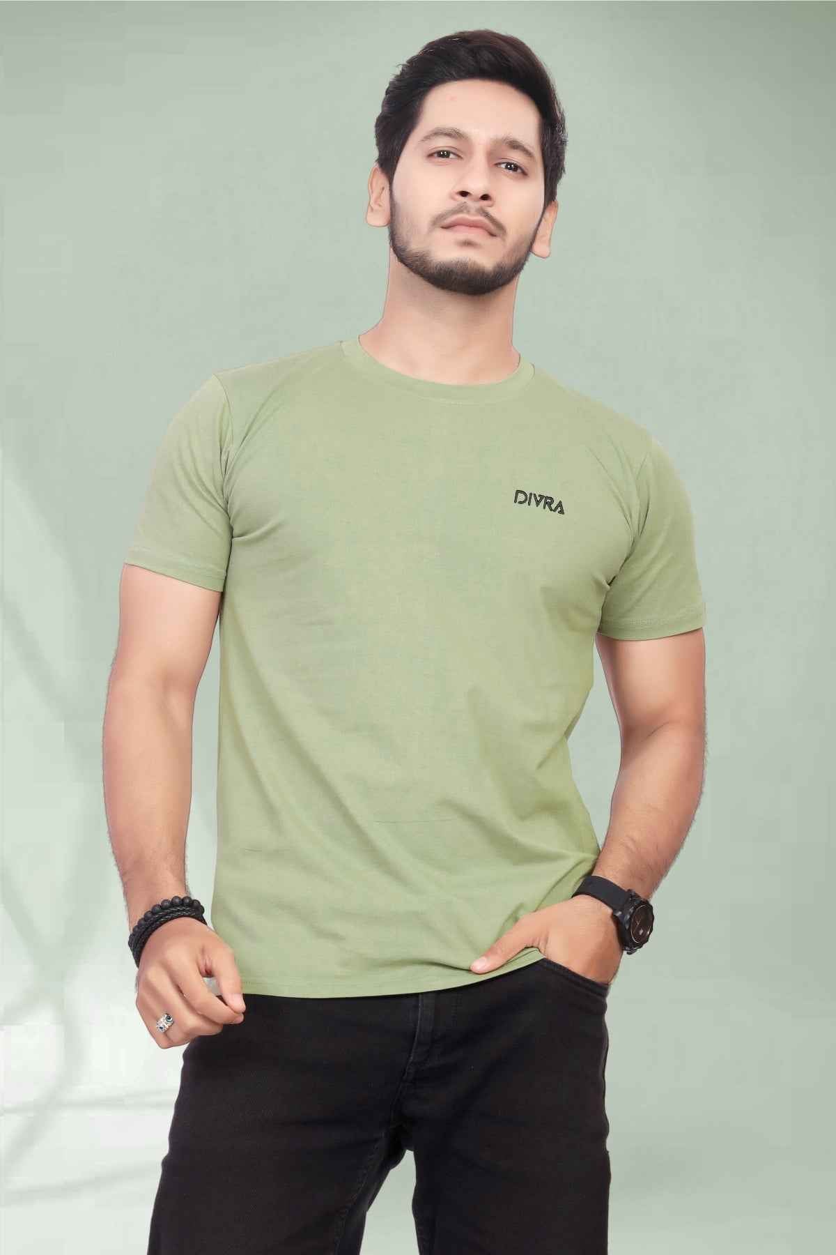 Regular Fit Comfortable Pure Cotton Round Neck T-Shirt Pista