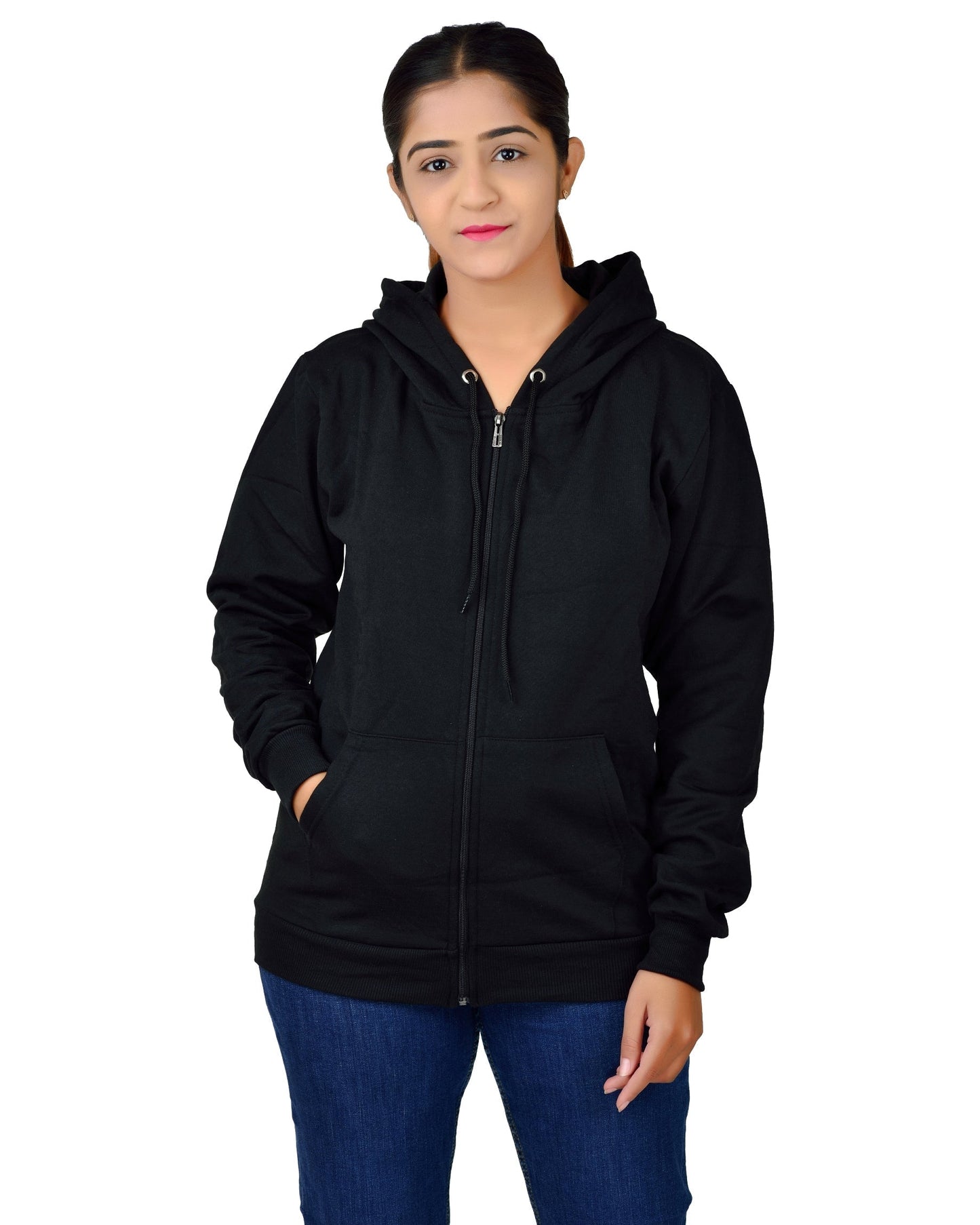 Unisex Regular Fit Plain W Printed Cotton Hoodie | Tshirt Factory India
