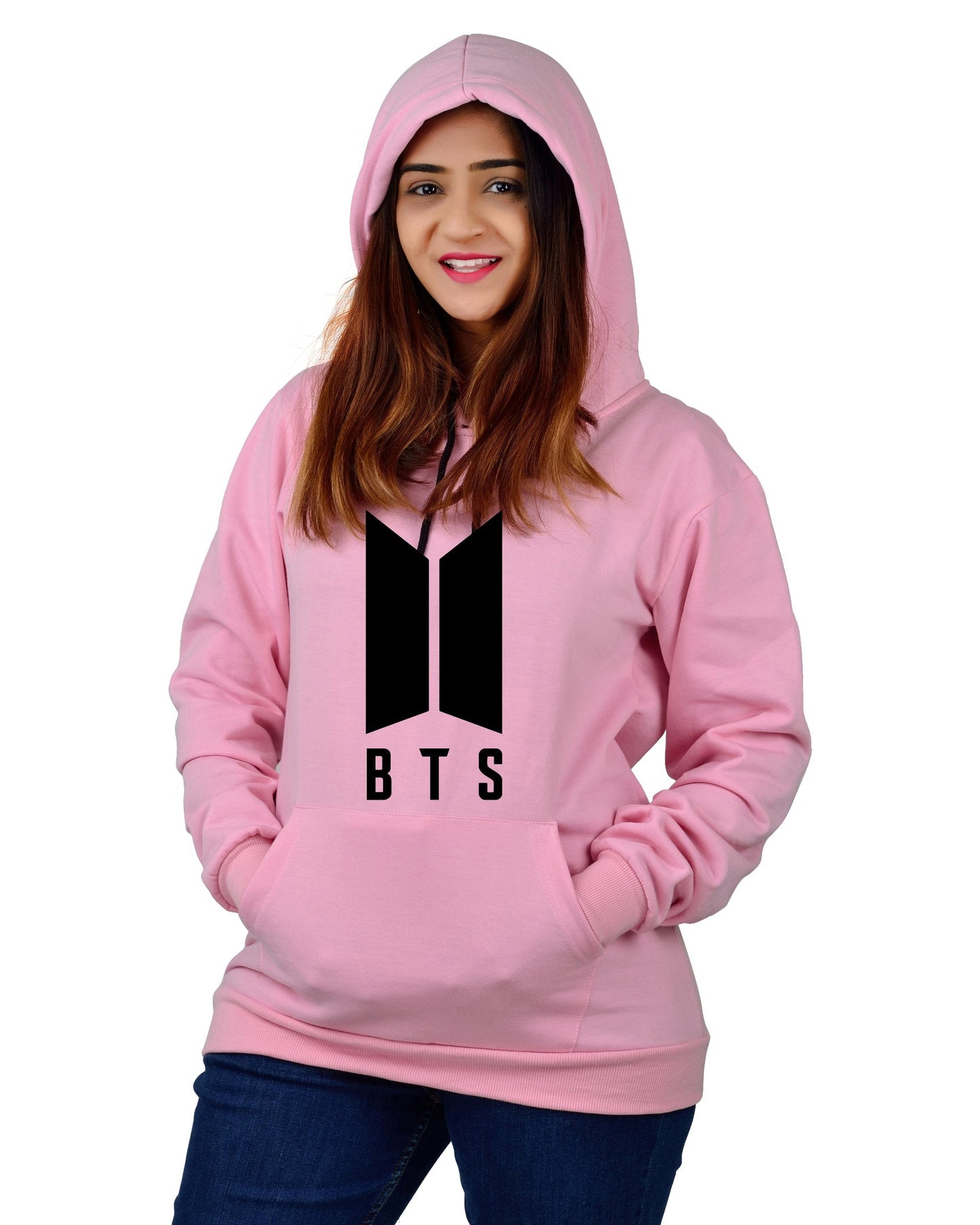 Women,s Regular Fit BTS Printed Cotton Hoodie