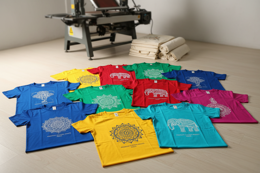 Custom t-shirt printing facility in India with DTF and screen printing machines