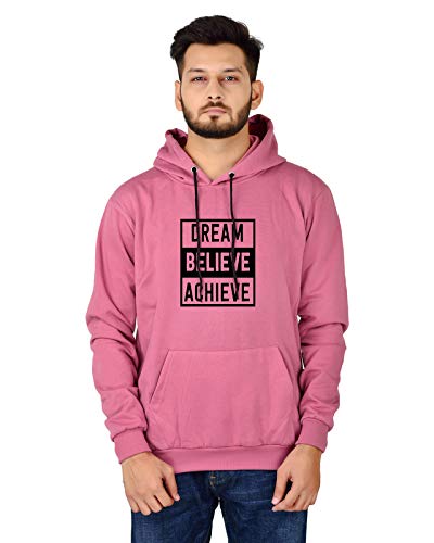 Women,s Regular Fit Dream Believe Achieve Printed Cotton Hoodie