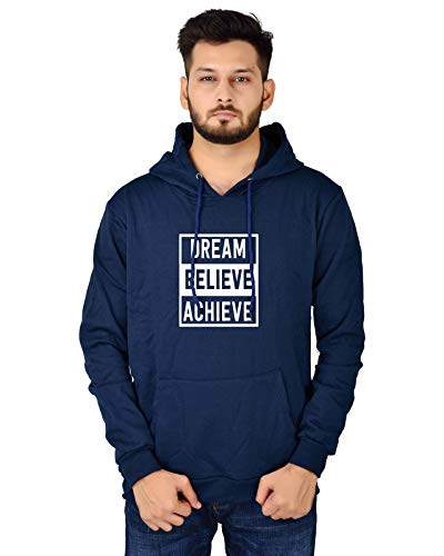 Women,s Regular Fit Dream Believe Achieve Printed Cotton Hoodie