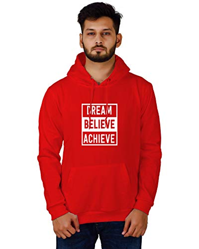 Women,s Regular Fit Dream Believe Achieve Printed Cotton Hoodie