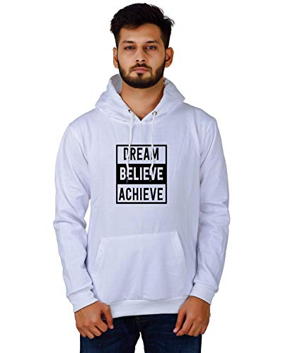 Women,s Regular Fit Dream Believe Achieve Printed Cotton Hoodie