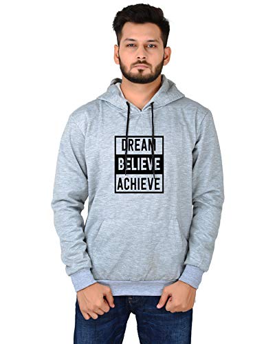 Women,s Regular Fit Dream Believe Achieve Printed Cotton Hoodie
