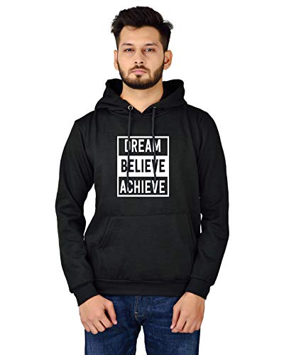 Women,s Regular Fit Dream Believe Achieve Printed Cotton Hoodie