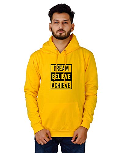 Women,s Regular Fit Dream Believe Achieve Printed Cotton Hoodie