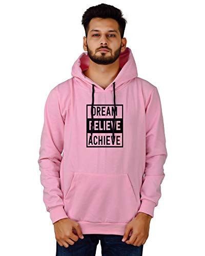 Women,s Regular Fit Dream Believe Achieve Printed Cotton Hoodie