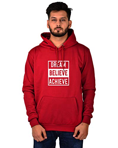 Women,s Regular Fit Dream Believe Achieve Printed Cotton Hoodie