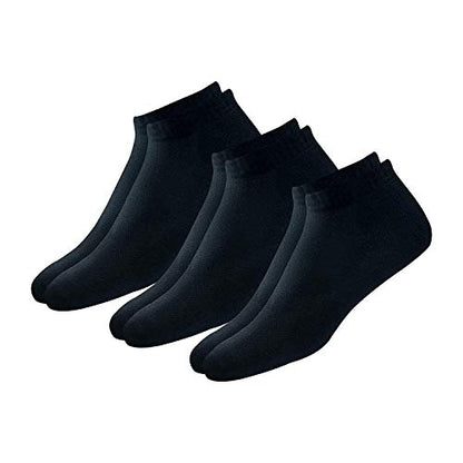 Men's Cotton Solid Ankle Socks, Free Size, Pack of 3
