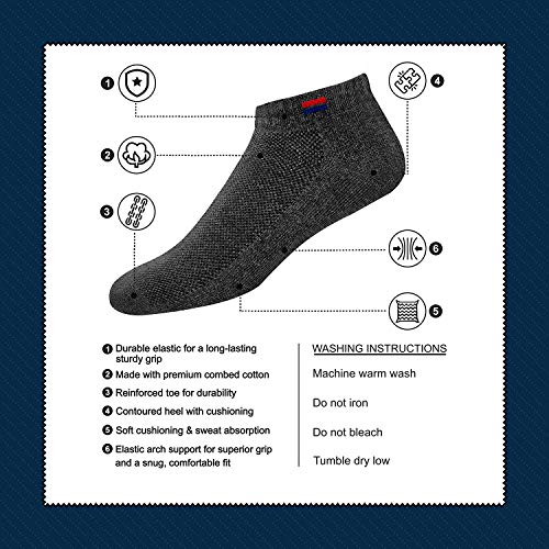 Men's Cotton Solid Ankle Socks, Free Size, Pack of 3