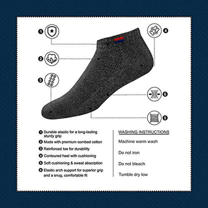 Men's Cotton Solid Ankle Socks, Free Size, Pack of 3