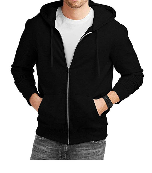 Unisex Zip Closer Plain Cotton Hoodies Sweatshirt for Men and Women