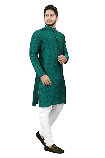 Cotton Blend Kurta - Dark Green