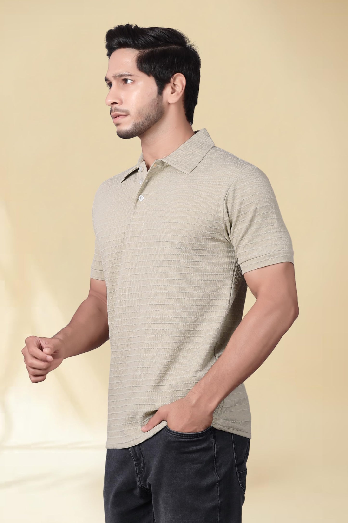 Men's Regular Fit Polo T-Shirt | Half Sleeve | Lightweight Polyester | Off White
