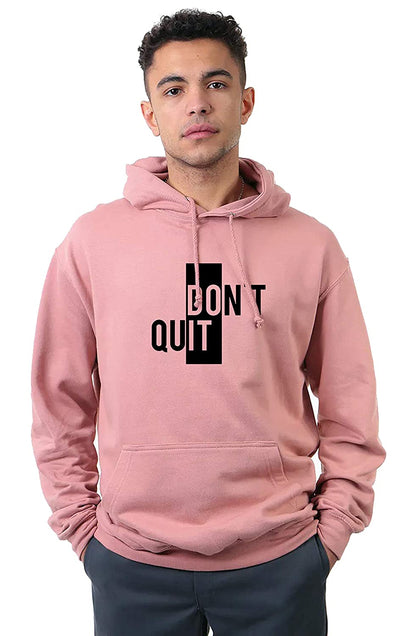 Men's Regular Fit Dont Quit Printed Cotton Hoodie