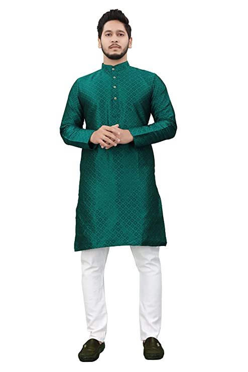 Cotton Blend Kurta - Dark Green
