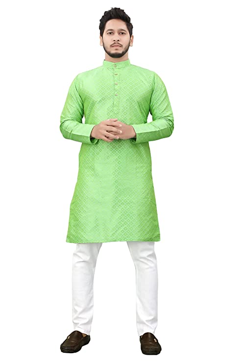 Men's Cottan Blend Kurta - Pista