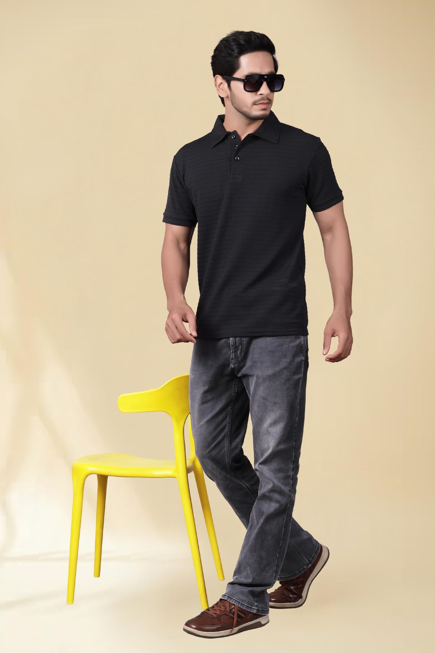 Men's Regular Fit Polo T-Shirt | Half Sleeve | Lightweight Polyester | Black