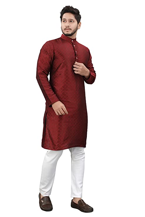 Cotton Blend Kurta - Maroon