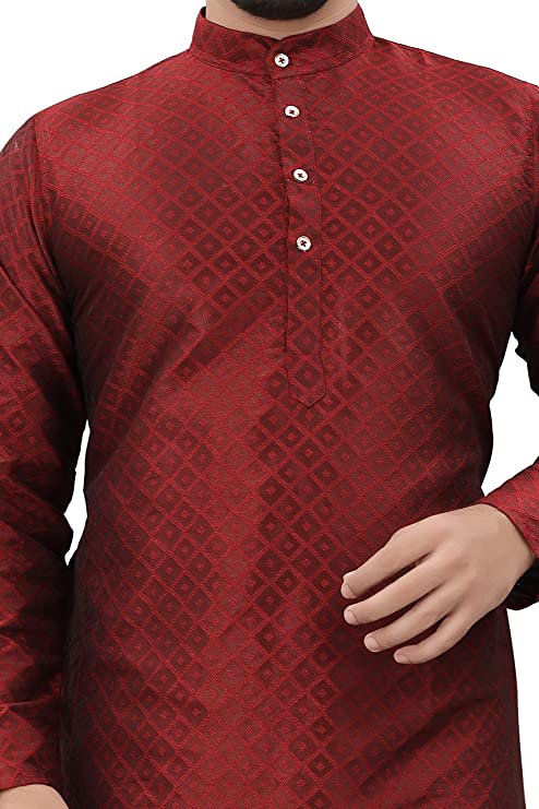 Cotton Blend Kurta - Maroon