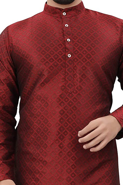 Cotton Blend Kurta - Maroon
