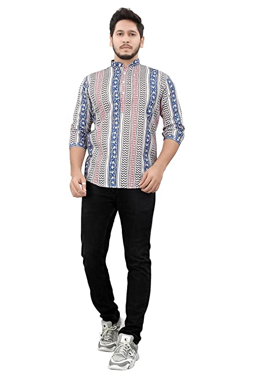 Casual Short Kurta for Men - Design 9