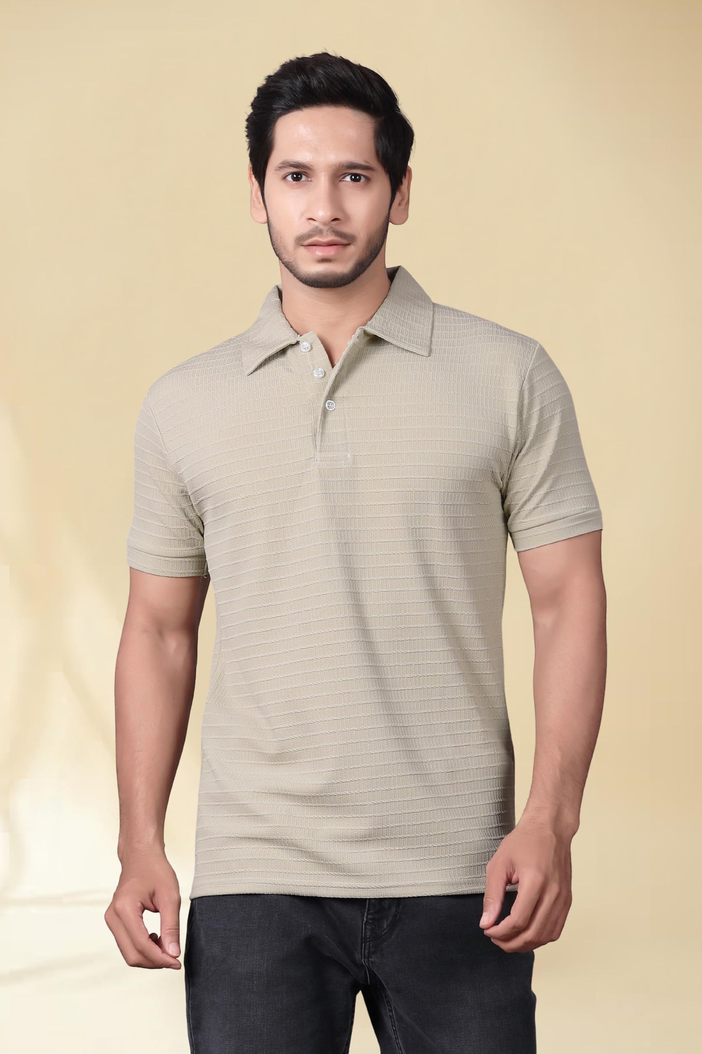 Men's Regular Fit Polo T-Shirt | Half Sleeve | Lightweight Polyester | Off White