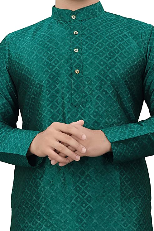 Cotton Blend Kurta - Dark Green