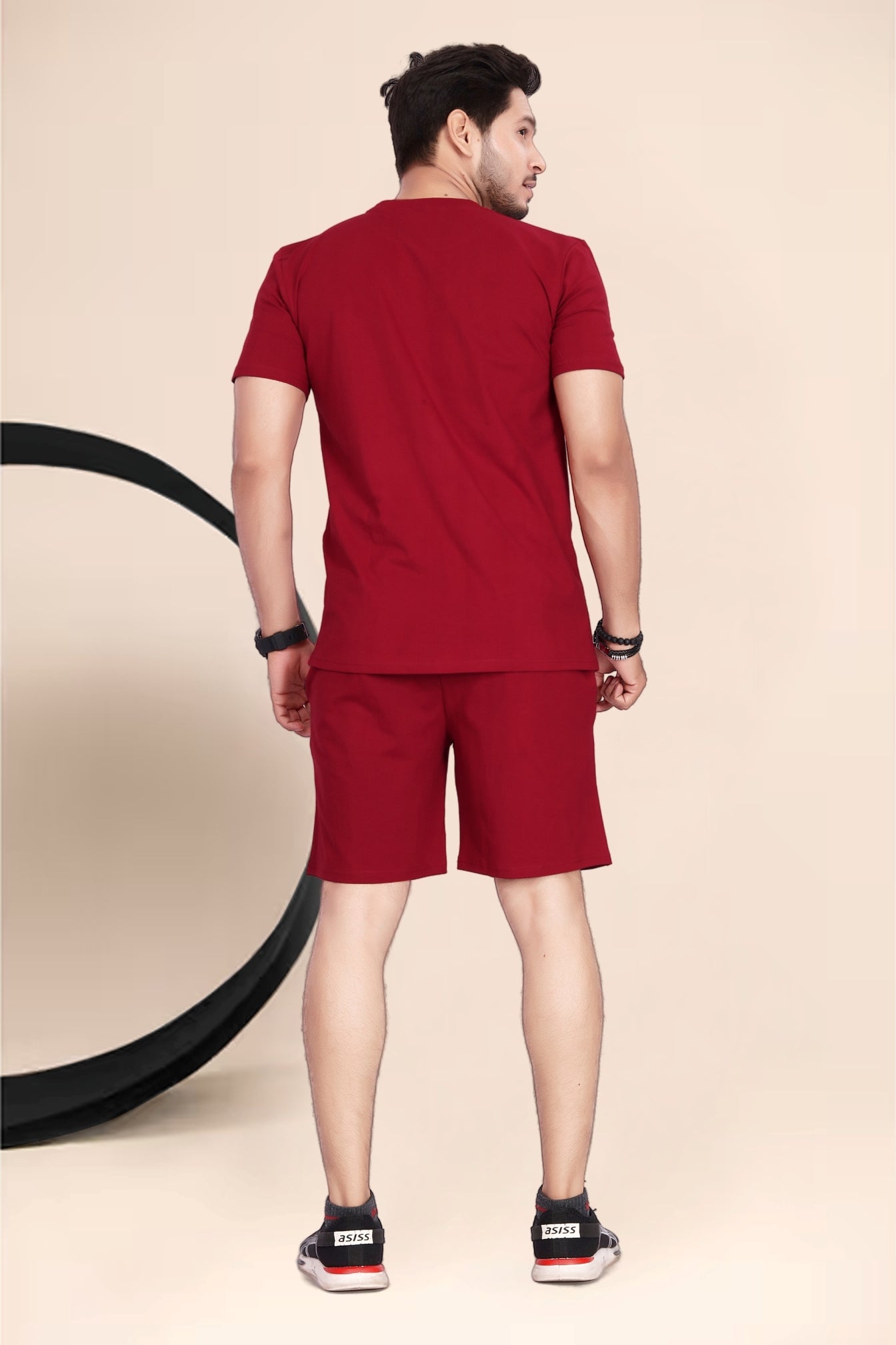 Buy Cotton Printed Night Suit for Men Maroon online