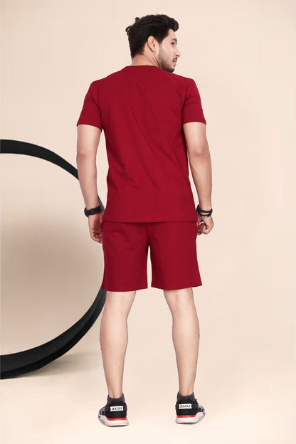 Buy Cotton Printed Night Suit for Men Maroon online