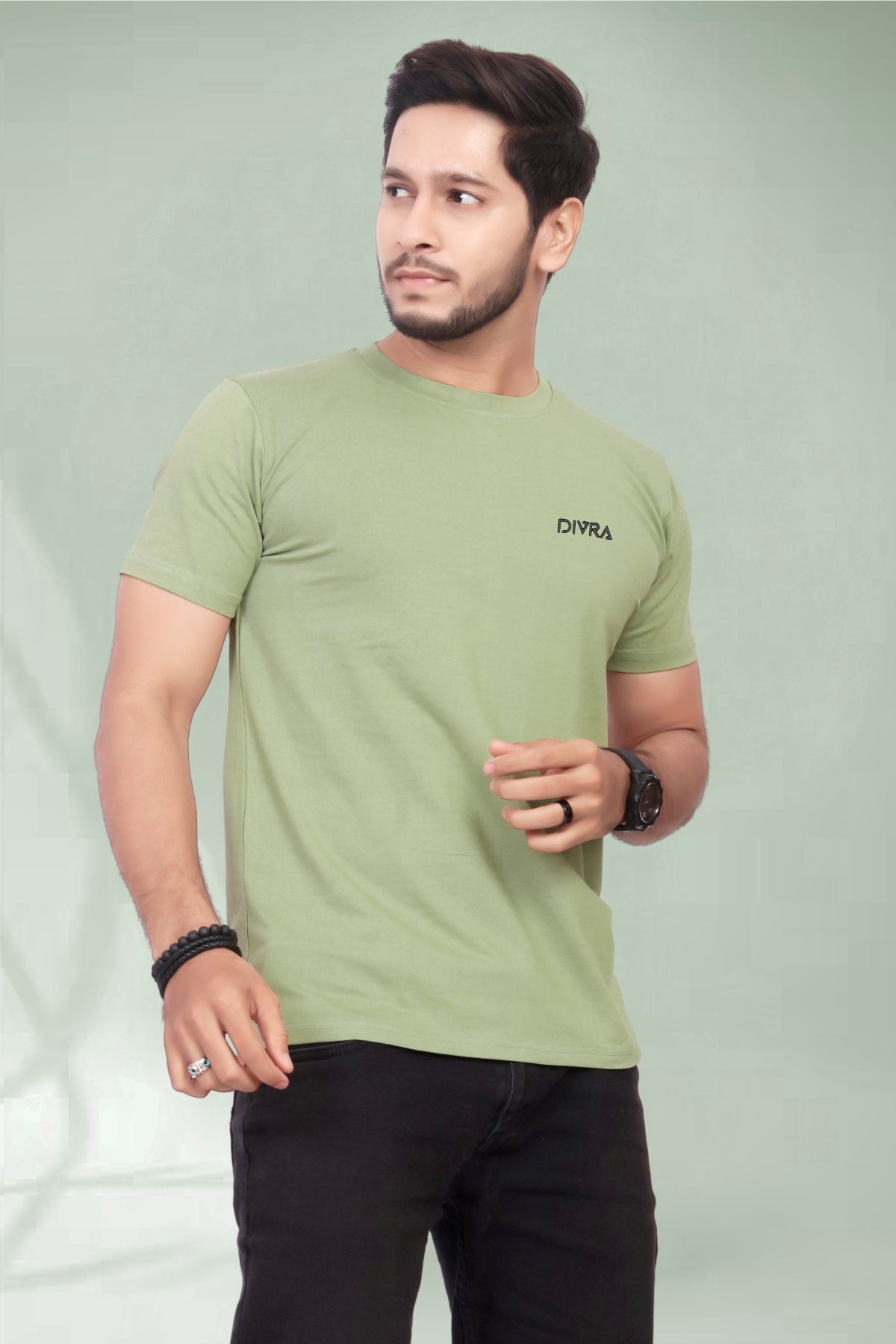 Buy Cotton Round Neck TShirt Pista for Men online