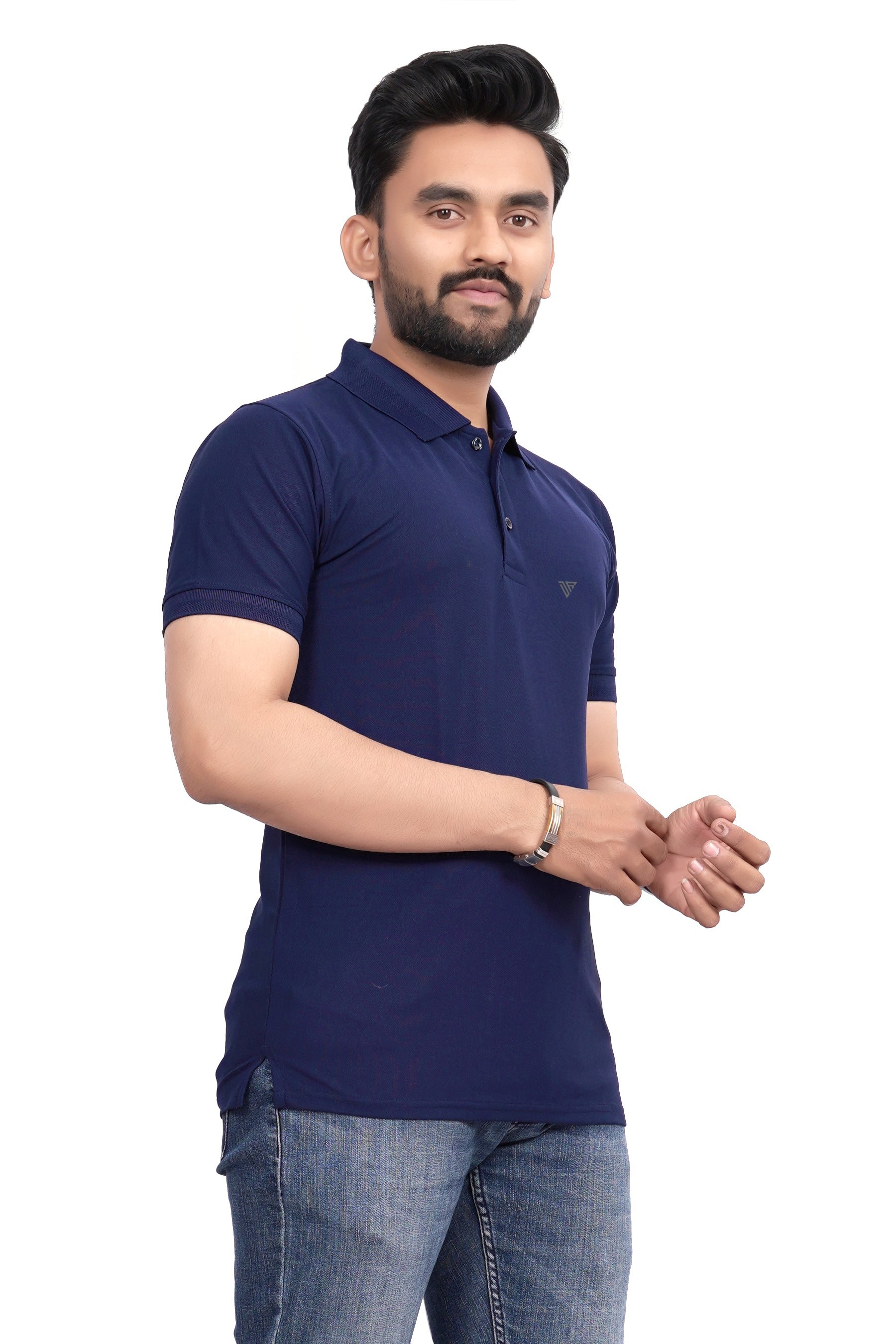 Buy Polo knit collar Tshit for Men  Men Navy Blue online