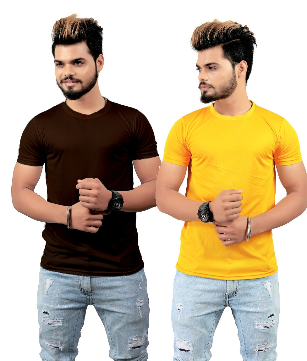 Men's Regular Fit Licra T-Shirt ( Pack Of 2 Combo )