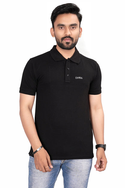 buy Cotton Polo T-shirt for Men Black online