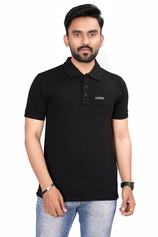buy Cotton Polo T-shirt for Men Black online