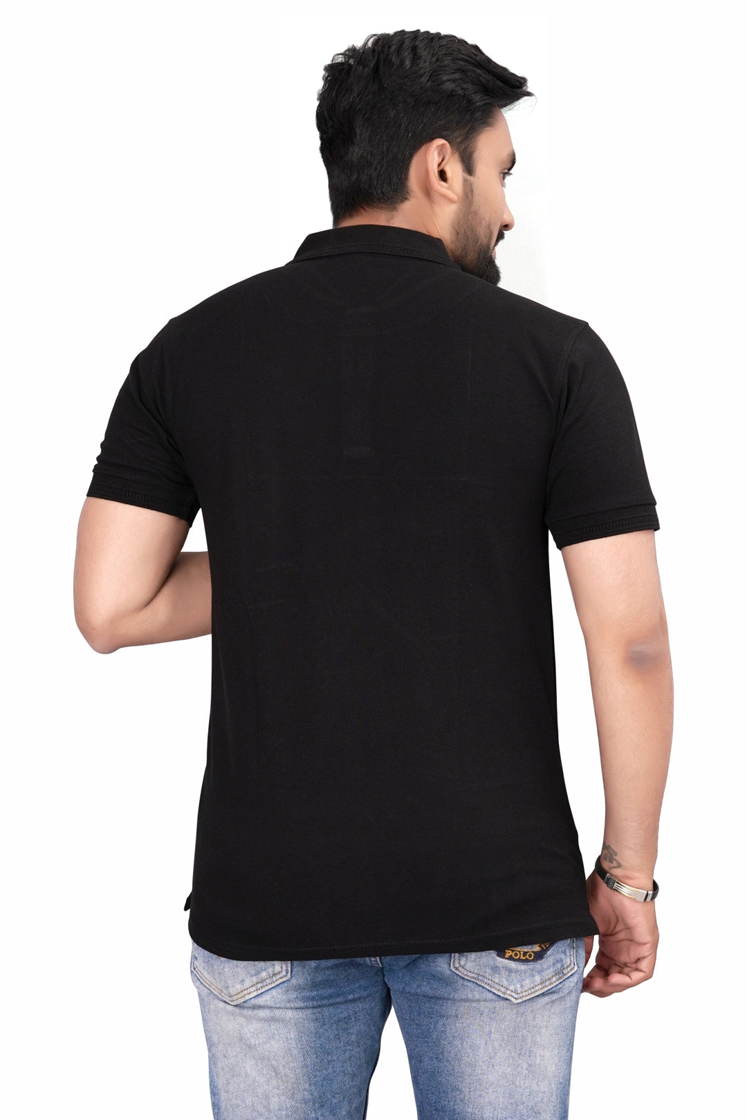 buy Cotton Polo T-shirt for Men Black online