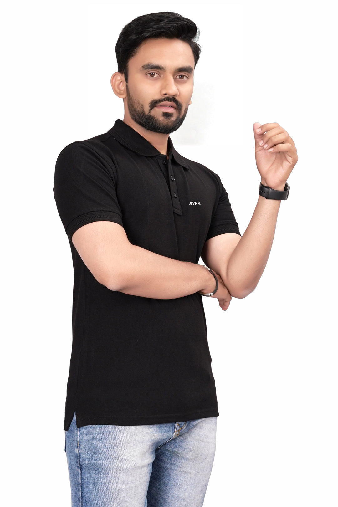 buy Cotton Polo T-shirt for Men Black online