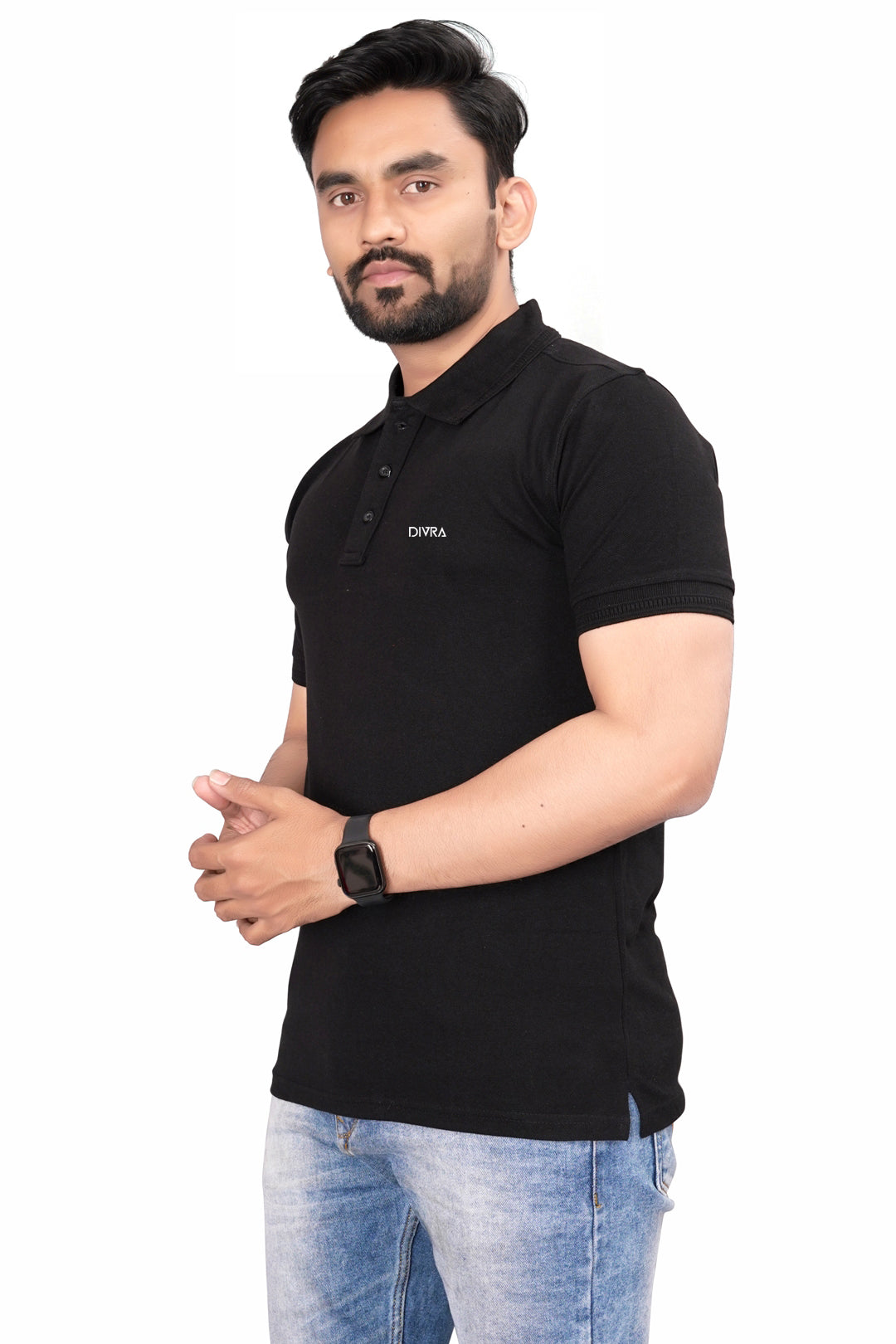 buy Cotton Polo T-shirt for Men Black online