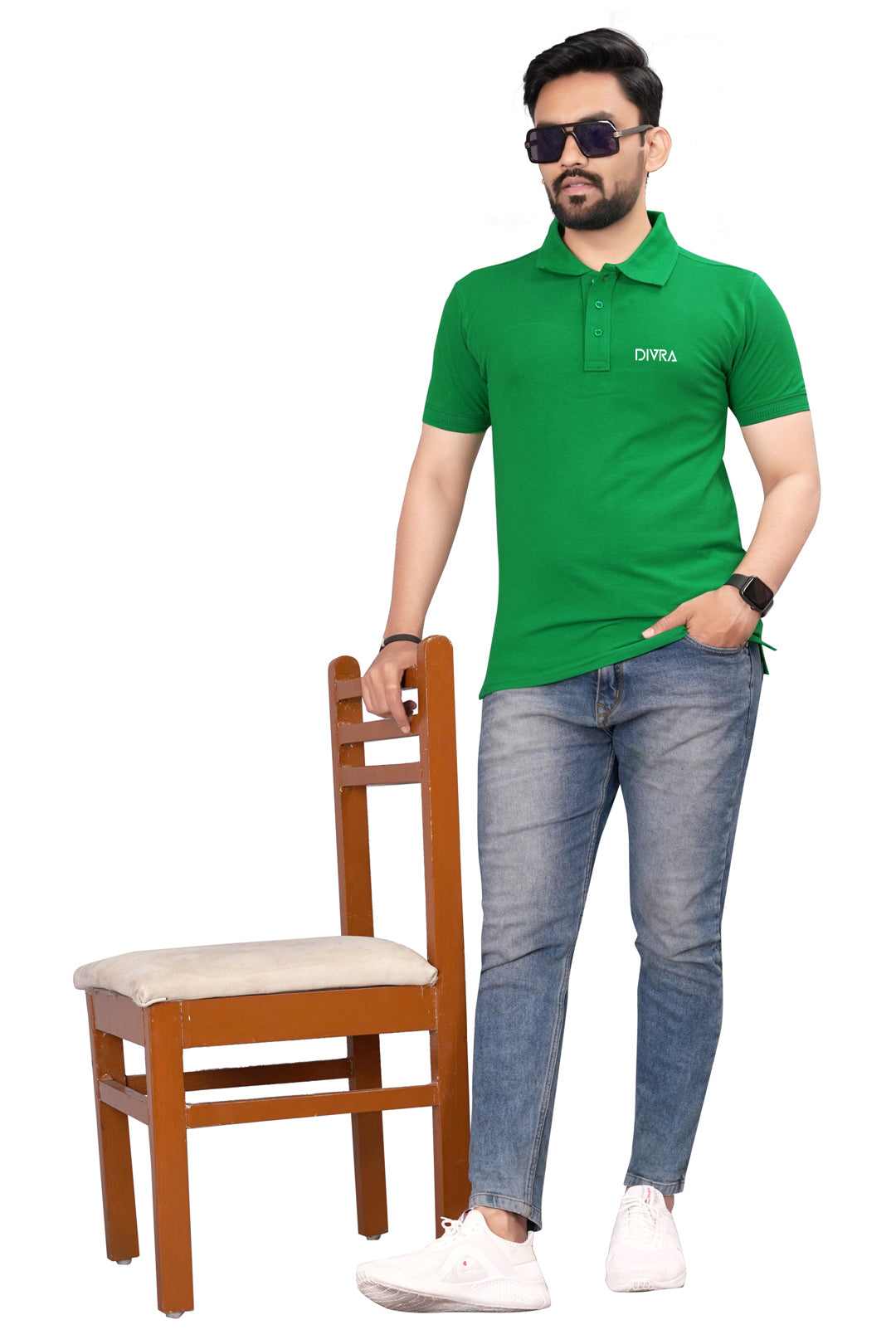 Buy Cotton Polo T-shirt for Men Dark Green online