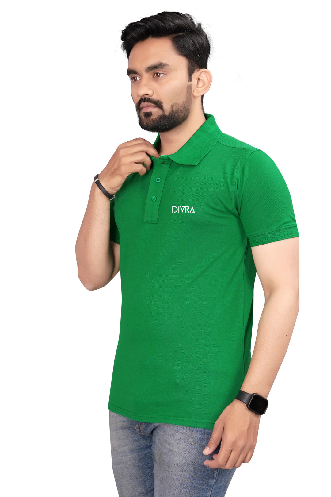 Buy Cotton Polo T-shirt for Men Dark Green online