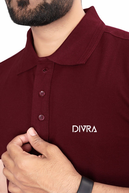 Buy Cotton Polo T-shirt for Men Maroon Online