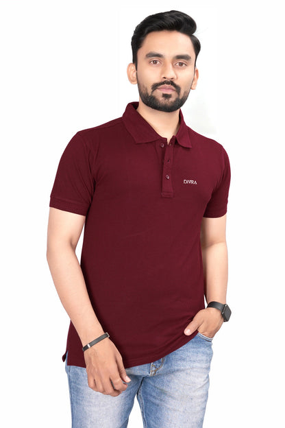Buy Cotton Polo T-shirt for Men Maroon online