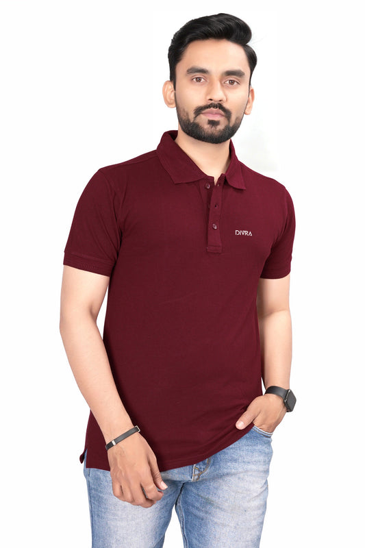 Buy Cotton Polo T-shirt for Men Maroon online