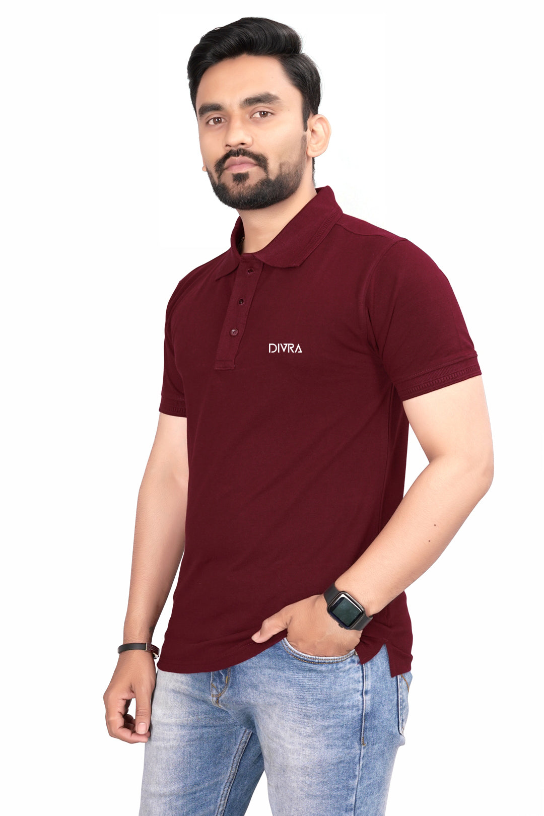 Buy Cotton Polo T-shirt for Men Maroon Online