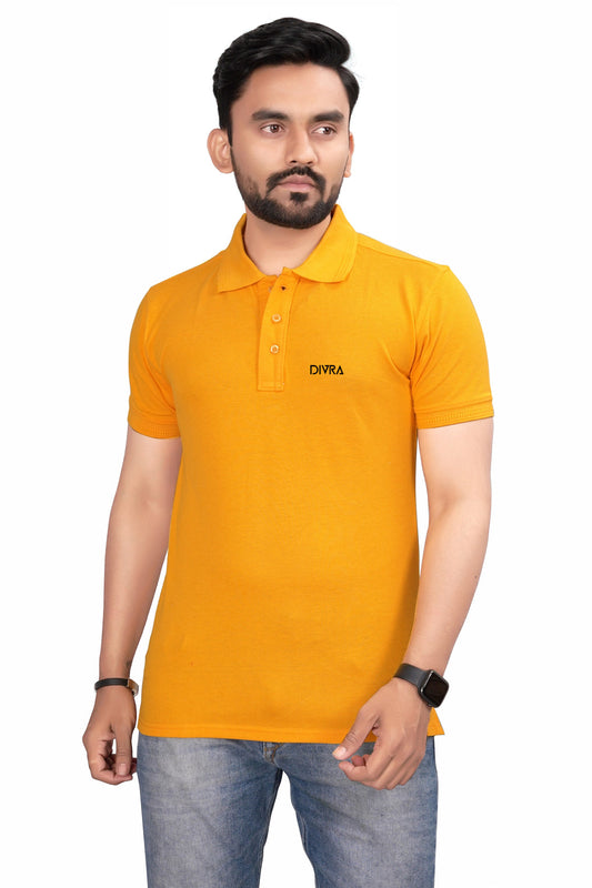 Buy Cotton Polo T-shirt for Men Mustard Yellow online