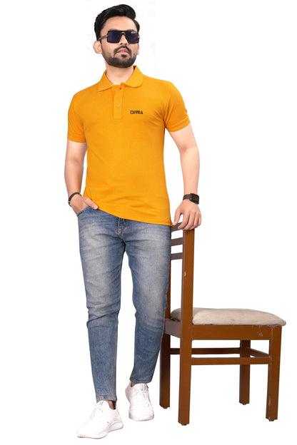 Buy Cotton Polo T-shirt for Men Mustard Yellow online
