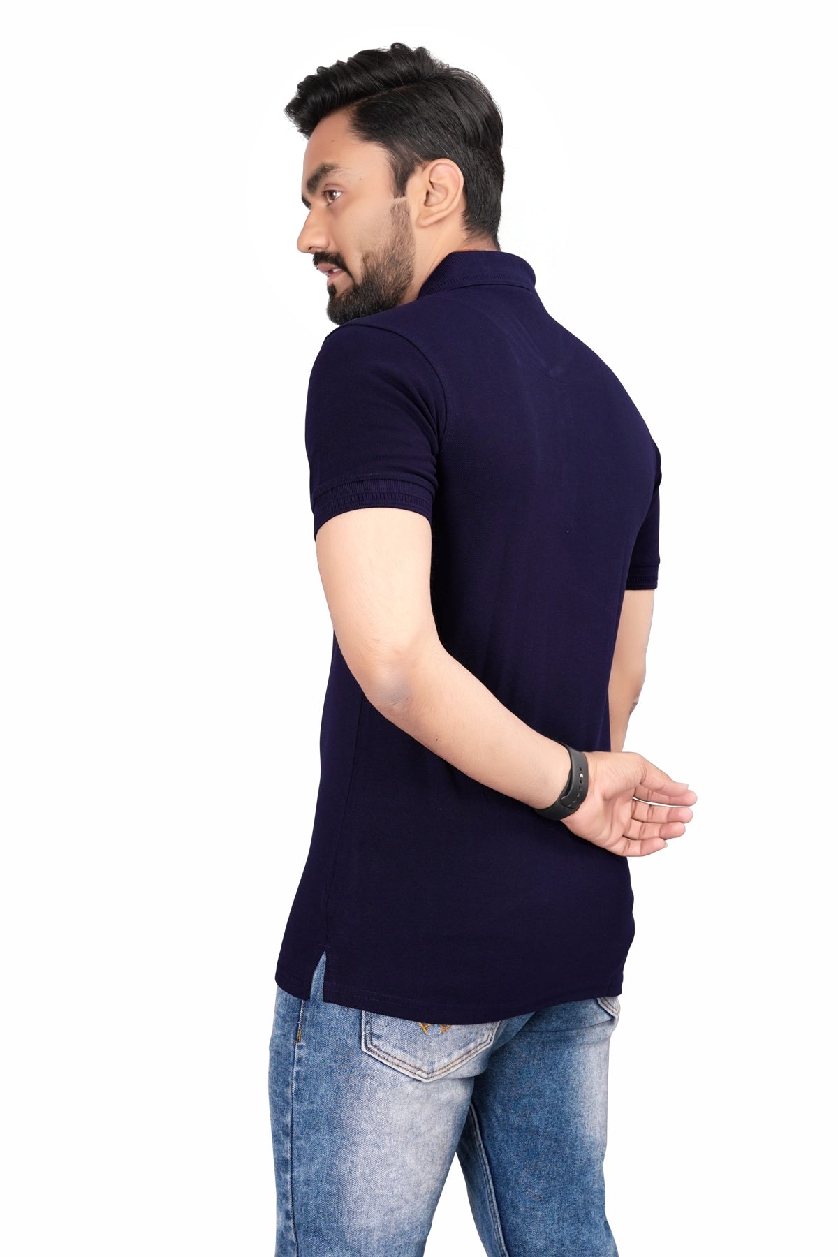 Buy Cotton Polo T-shirt for Men Navy Blue online