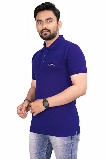 Buy Cotton Polo T-shirt for Men Royal Blue online
